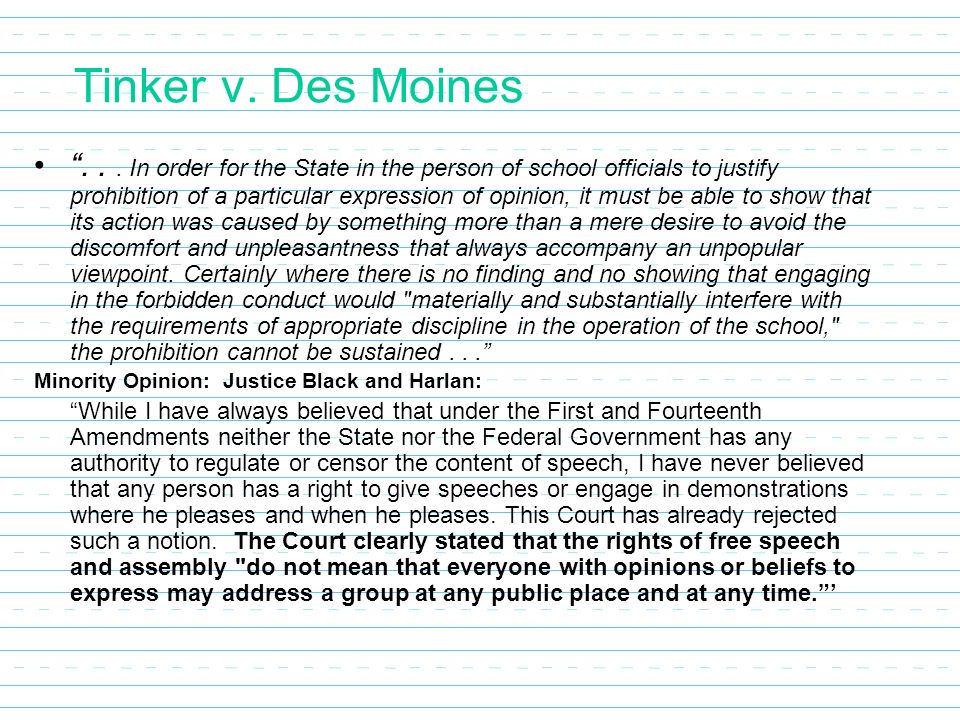 Legal Brief: Tinker v. Des Moines, 393 U.S. 503
